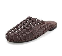 Mules Mujer Planos Zapatos Trenzados Punta Cerrada