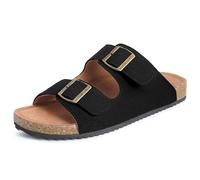 Mules Mujer Sandalias Hombre Ajustables Zuecos Pantuflas Zapatillas de Jardín Corcho Planas Unisex Adulto Cómoda Negro EU41