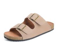 Mules Mujer Sandalias Hombre Ajustables Zuecos Pantuflas Zapatillas de Jardín Corcho Planas Unisex Adulto Cómoda Marrón Claro EU46