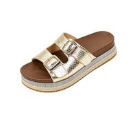 Mules Sandalias Cuñas Mujer Alpargata Plataforma Zapatos de Punta Abierta Cómodo Tobillo Alpargatas Mujer Tacón para Diario Viaje Trabajo Casual, A oro., 41 EU