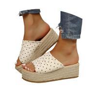 Mules Sandalias Cuñas Mujer Alpargata Plataforma Zapatos de Punta Abierta Cómodo Tobillo Alpargatas Mujer Tacón para Diario Viaje Trabajo Casual, T blanco, 40 EU