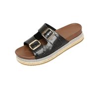 Mules Sandalias Cuñas Mujer Alpargata Plataforma Zapatos de Punta Abierta Cómodo Tobillo Alpargatas Mujer Tacón para Diario Viaje Trabajo Casual, Negro , 41 EU