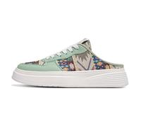 Mules Sandalias de Lona Sin Talón para Hombre Zapatillas Plataforma Slip On Estampado Étnico Slides Casuales Suela Gruesa Aumento Altura Zapatos Perezosos Ligeros