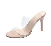 Mules - Sandalias de tacón alto para mujer, con correa transparente, resistentes, con tacón de aguja, elegantes, para senderismo, fiestas, bodas, tacones, playa, natación, etc