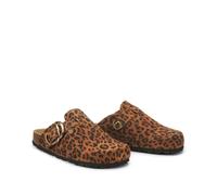 Mules zuecos de piel con estampado de leopardo. Talla 39. Color estampado fondo marrón