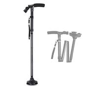 Muleta de aluminio de cuatro patas para caminar, altura ajustable, bastón plegable antideslizante con luz LED, ayuda para la movilidad para personas mayores discapacitadas y con discapacidad física