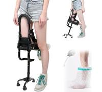 Muleta manos libres para pierna, bastón andador telescópico para rodilla con protector de tobillo, soporte de movilidad antideslizante para la recuperación de fracturas, altura ajustable, capacidad