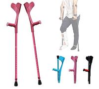 Muletas 1 par de antebrazo con puños abiertos, caminata de aluminio plegable, altura de 10 niveles ajustables, manijas ergonómicas, adecuado para hombres y mujeres altura 140-185 cm/negro (rosa