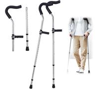 Muletas ajustables de acero inoxidable plegables para axilas, asas ergonómicas y almohadillas para apoyo de movilidad de adultos, ayuda ligera y duradera para caminar
