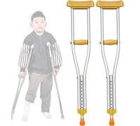 Muletas de aluminio ligeras para niños y adolescentes, bastón de altura ajustable con almohadilla acolchada en las axilas, diseño de botón, mango ergonómico para un apoyo seguro