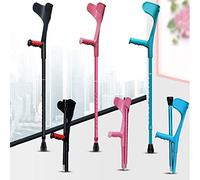 Muletas de antebrazo de aluminio, liviano sin deslizamiento, muletas para adultos, altura ajustable, muletas plegables para caminar, caminante equilibrado, accesorios de movilidad médica (rosa) de