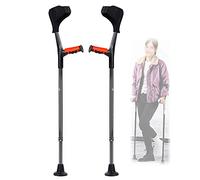 Muletas de antebrazo para adultos, dispositivo de movilidad de muletas, altura ajustable, bastón de aluminio/negro/1 par