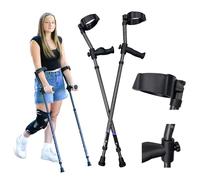 Muletas in-Motion para antebrazo, muletas de asistencia de resorte para adultos, muletas para caminar con asas ergonómicas, puntas articuladas, tamaño alto (5'7.6 cm - 6'20.3 cm) | Ligeras y duraderas