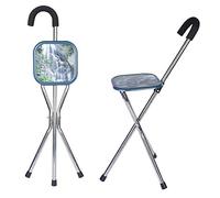 Muletas para adultos asiento plegable, taburete de manija de muleta portátil conveniente altura cómoda alumno ajustable de aleación de aluminio de aluminio para ancianos caminar todo está bien