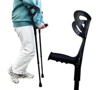 Muletas para adultos y hombres (x2 unidades, puño abierto), muletas de codo para mujeres, caminar ajustables, negras o plegables (negro)