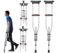 Muletas plegables de aleación de aluminio, muletas ligeras con reposamuñecas suave, muletas ajustables en las axilas, muletas de aluminio para caminar en las axilas, de 38.6 a 62.2 pulgadas