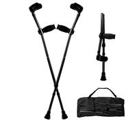 Muletas plegables del antebrazo, muletas ajustables para adultos, sistema de absorción de choque de primavera, accesorios auxiliares médicos auxiliares para ancianos, discapacitados aniversario de