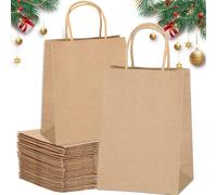 MULEVIP Bolsas Papel Kraft 40 X Bolsas Kraft,Bolsas de Papel con Asas,Bolsa Papel Kraft,Marrón Bolsas Papel Kraft Regalo,Bolsa Papel para Regalos Bodas Fiestas de Cumpleaños Navidad - 21*11*27 cm