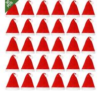 MULEVIP Gorros Navideños 30 Pcs Gorro Navidad,Gorro Santa Claus,Gorro de Navidad,Gorro Navideño,Gorros Navidad Adulto Unisex Sombreros de Navidad,Adecuado para Fiestas Navideñas(Rojos)
