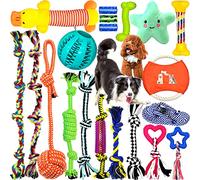 MULEVIP Juguetes para Perros 20pc Grupo de Juguetes para Perros Durable Masticable Cuerda Herramientas de Entrenamiento para Cachorros Pequeños Medianos Grandes Perros