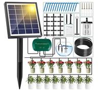 MULEVIP Kit Riego por Goteo Automatico Riego Solar, Sistema de Riego Automático con Temporizador e Tubo Lungo 15M,Riego Automatico Sistema de Riego por Goteo por Goteo Automático Energía Solar
