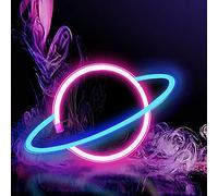 MULEVIP Luz de Neón Led Para Pared,Señal de neón Planet,Luces de Neón Señales de Planeta,Decoración de Pared Funciona con Pilas o USB,para Dormitorio,Habitación de Niños,Bar,Fiesta,Navidad,Boda