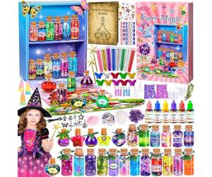 MULEVIP Pociones Magicas Niñas,Kits de Pociones de Hadas para Niños,Fairy Magic Potion Kit, 24 Botellas de Poción Mágica,Piedras de Cristal,Mariposas,Regalos Creativos,Regalo Niña 6 7 8 9 10 11 años