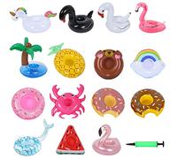 MULEVIP Portavasos de Piscina 15 Piezas Soportes Inflables para Bebidas para Piscina, Flotador Inflable Posavasos para Bebidas Accesorios para de Piscina con Mini Bomba de Aire
