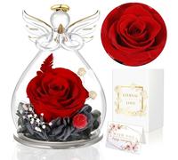 MULEVIP Rosa Eterna,Rosas Eternas en Vidrio,Rosa Eterna en Vidrio Angel Figurines,Rosa Preservadas,Flores Eternas con Figura de Ángel,Regalos Cumpleaños,Regalo Dia de la Madre,Regalos Cumpleaños