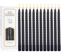 MULEVIP Velas Negras 12 Velas cónicas de Cera para candelabro,Velas Cónicas de Cera para Chimes,Vigilia con Velas,Decoración de Fiesta - Diámetro 2 cm, longitud 25 cm