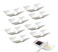 Mulhue - Juego de 8 palillos en forma de barco de cerámica con compartimentos para remolque, plato de salsa, palillos japoneses de porcelana fina, cuchara, tenedor, soporte para cuchillos