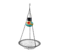 Mulie - Bandeja para pájaros silvestres para baño de pájaros, casa de pájaros colgados con energía solar con energía solar para jardín, jardín, patio, patio, maceta, ventana, versa gallina montada en
