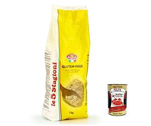 Mulino 5 Stagioni Fioreglut - Harina sin gluten (3 unidades, 1 kg y polpa italiano, 400 g)