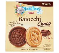 3 x Mulino Bianco Baiocchi choco galletas de chocolate, galletas y barras de chocolate con avellanas, excelente como aperitivo 144 gr