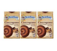 MULINO BIANCO Cioccograno Galletas italianas de mantequilla con harina integral y chocolate negro 330g x 3 paquetes (Cioccograno, x3)