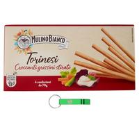 Mulino Bianco Grissini Torinesi - Grissini de tipo 0 - Crujientes y llenos de sabor - Snack Breadsticks 280 g Paquete + llavero Beni Culinari gratis