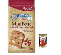 Mulino Bianco Mini Grasas con arándanos y almendras con harina integral, rica en fibra, bizcochos integrales sin aceite de palma, 90 g + Polpa italiana gourmet 400 g