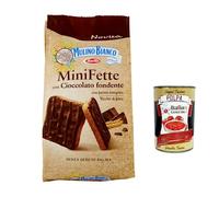 Mulino Bianco Mini Grasas integrali con chocolate negro, ricas en fibra, bizcochos integrales sin aceite de palma, 110 g + Polpa italiana gourmet 400 g