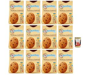 Mulino Bianco Schiaccianoci Biscotti con Frutta Secca e Cioccolato Fondente, galletas con frutos secos y chocolate negro, galletas 12 x 300 g + Polpa italiana Gourmet 400 g