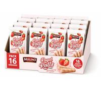 Mulino Royal Rolls Wafer Strawberry Cream Pack de 16 | Galletas Wafer Crujientes con Crema de Fresa | Snack Dulce para Café y Meriendas