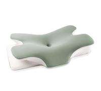 MULISOFT Almohada Cervicales y Cuello, Almohada Cervical de Espuma Viscoelástica, 2 en 1 Almohada Ergonómica Mariposa para Dormir de Lado, Boca Arriba y Boca Abajo, 67x36x10/12 cm, P-105 Verde