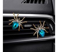 Mulixis Paquete de 2 clips de ventilación de coche, diseño de arañas, diamantes de imitación, accesorios estéticos para ventilación de coche, accesorios de coche góticos