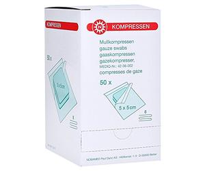 Mull compresas Noba 5 x 5 cm, 8 enchufes, estériles, 50 x 2 unidades)