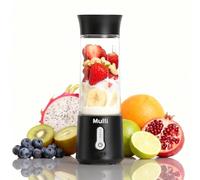 Mulli Batidora portátil con tapa de viaje - 500 ml recargable por USB, batidos personales y batidos de proteínas, 6 cuchillas para deportes, viajes, gimnasio y hogar