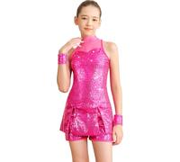 Mulnall Brillante traje de Baile retro del Vestido Latino de Borlas de la Niña la ropa Infantil la Falda de Baile lírica de Borlas doble Espalda Bailarina de Fiesta del Salón (0437-03-XL)
