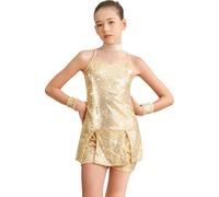 Mulnall Brillante traje de Baile retro del Vestido Latino de Borlas de la Niña la ropa Infantil la Falda de Baile lírica de Borlas doble Espalda Bailarina de Fiesta del Salón (0437-05-M)