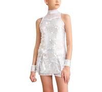 Mulnall Brillante traje de Baile retro del Vestido Latino de Borlas de la Niña la ropa Infantil la Falda de Baile lírica de Borlas doble Espalda Bailarina de Fiesta del Salón (0437-07-XL)