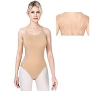 Mulnall Maillot de Danza Ballet Gimnasia Leotardo Maillot Yoga Fitness Mujer Camisole con Correa Transparente Sin Mangas Maillot de Danza Gimnasia Rítmica(8A14)