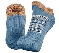 Mulor Calcetines Antideslizantes Hombre Mujer Gruesos Zapatillas Calcetines Térmicos con Forro Polar Pinzas Antideslizantes para Casa