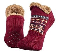 Mulor Calcetines Antideslizantes Hombre Mujer Gruesos Zapatillas Calcetines Térmicos con Forro Polar Pinzas Antideslizantes para Casa